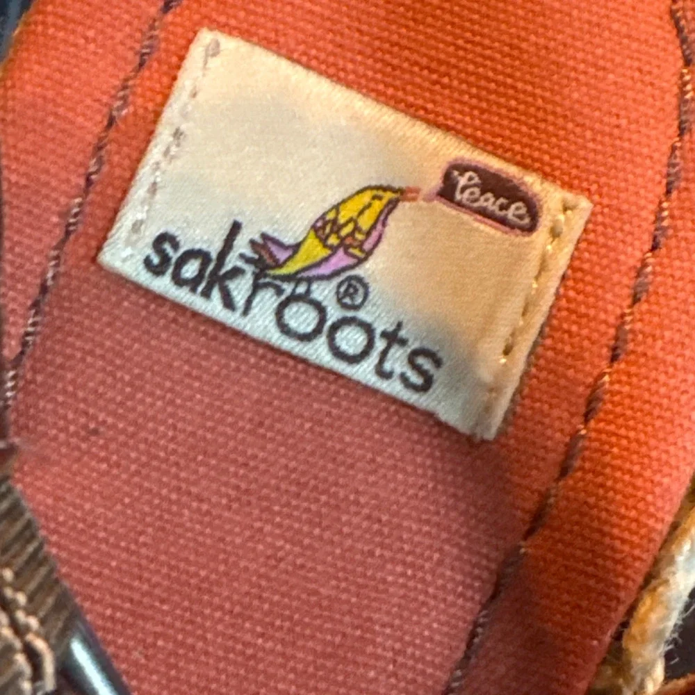 Sakroot wedge shoe floral textile 9.5 open toe ankle strap unique - Picture 8 of 9